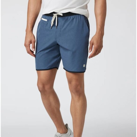 Vuori Men's Athletic Shorts in Blue and Black - Picture 1 of 8
